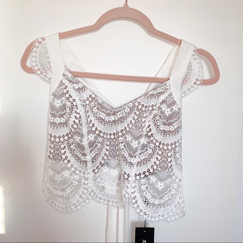 For Love & Lemons Rosalita Crop Top White M NWT - Picture 5 of 15
